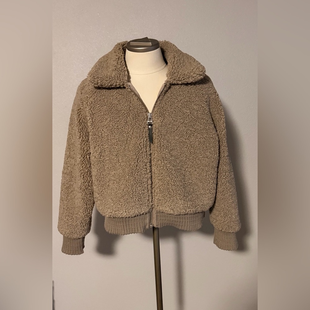 Pistola Plush Beige Bomber Jacket Medium